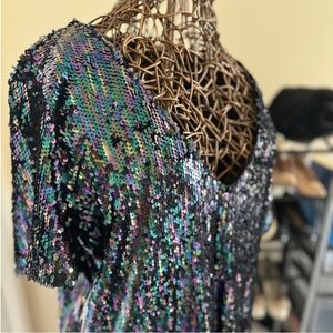 Sequin Mini T-Shirt Dress